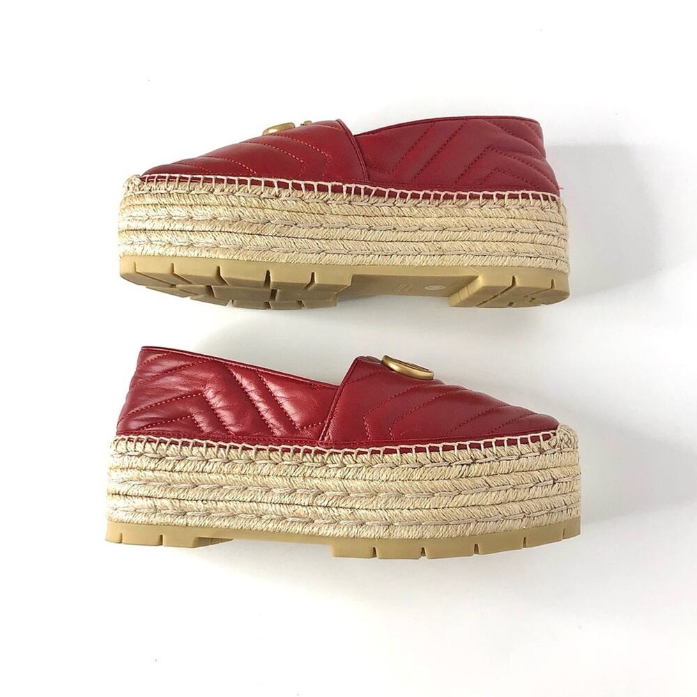 Gucci GG Marmont Charlotte Quilted Matelassé Platform Espadrille 38 - Picture 4 of 7